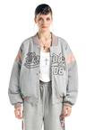 Sweat Varsity Baseball Jacket Melange Grey/Pink