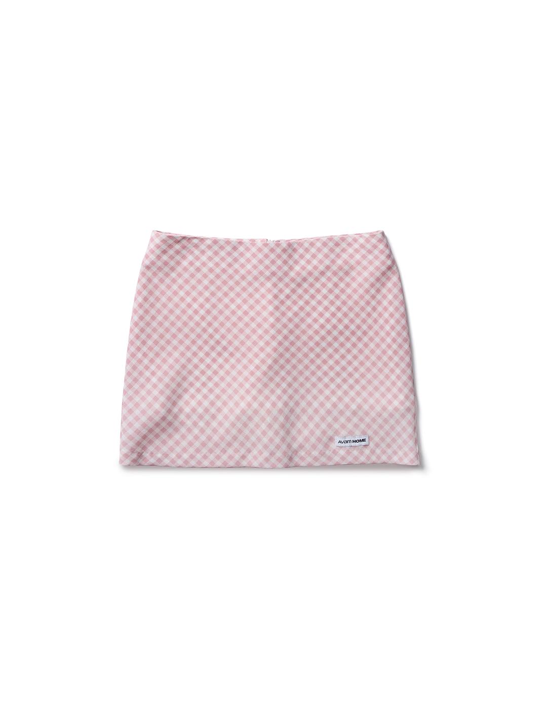 Gingham Check Mini Skirt Pink