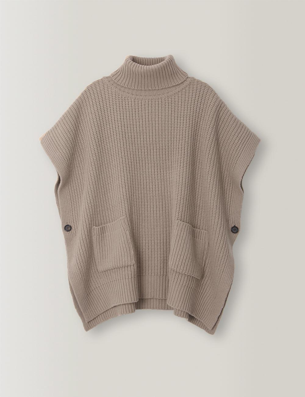 Knit Poncho (Beige)