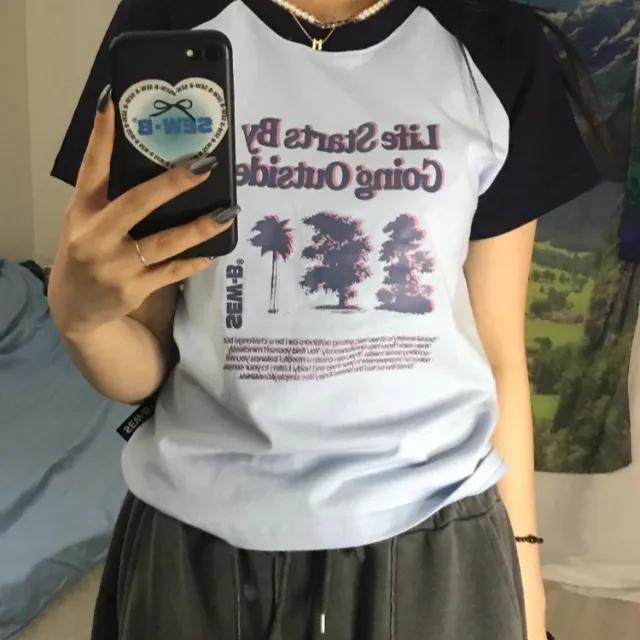 [자체제작/당일] 블루 세미크롭 나그랑 TREE 반팔티