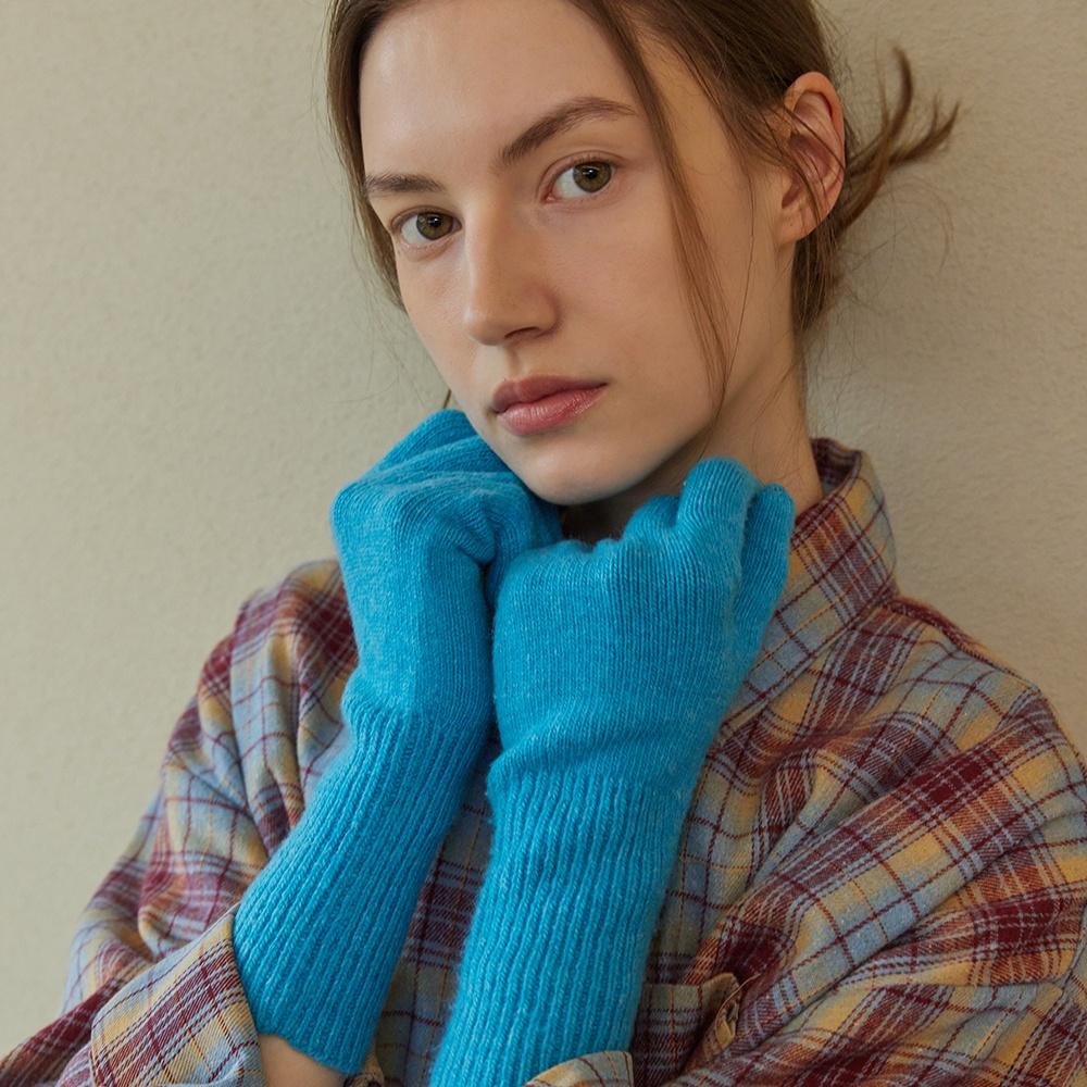 WOOL KNIT GLOVES_pure blue
