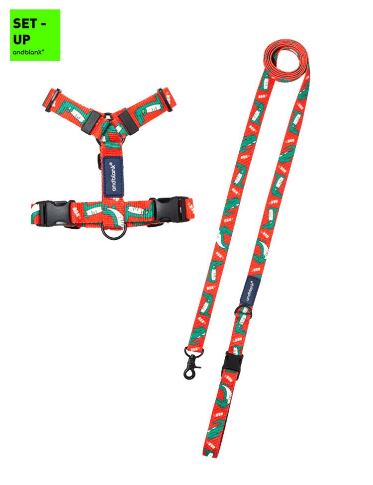 [셋업] 레이지 크로크다일 하네스 + 리드줄 : 탠저린