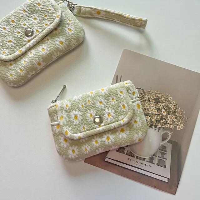 [handmade]연그린 데이지 카드지갑 light green daisy card wallet