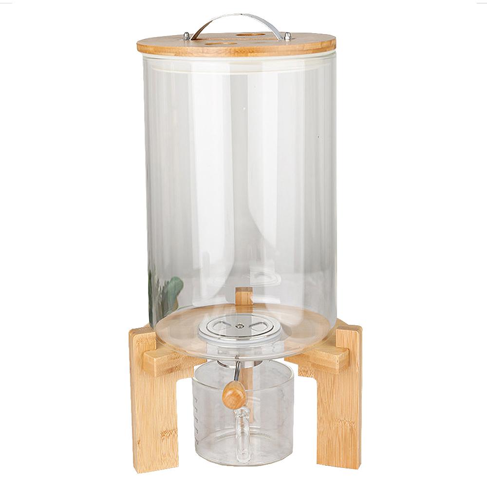 엔에이치비 원목 유리 쌀통 7.5L + 받침대 + 계량컵 세트, 투명, 쌀통(20 x 35..., 1세트