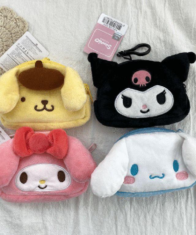 [산리오정품]1+1할인 동전지갑 미니 파우치 가방걸이-쿠로미 마이멜로디 시나모롤 폼푸린 키티 캐로피 황교돈
