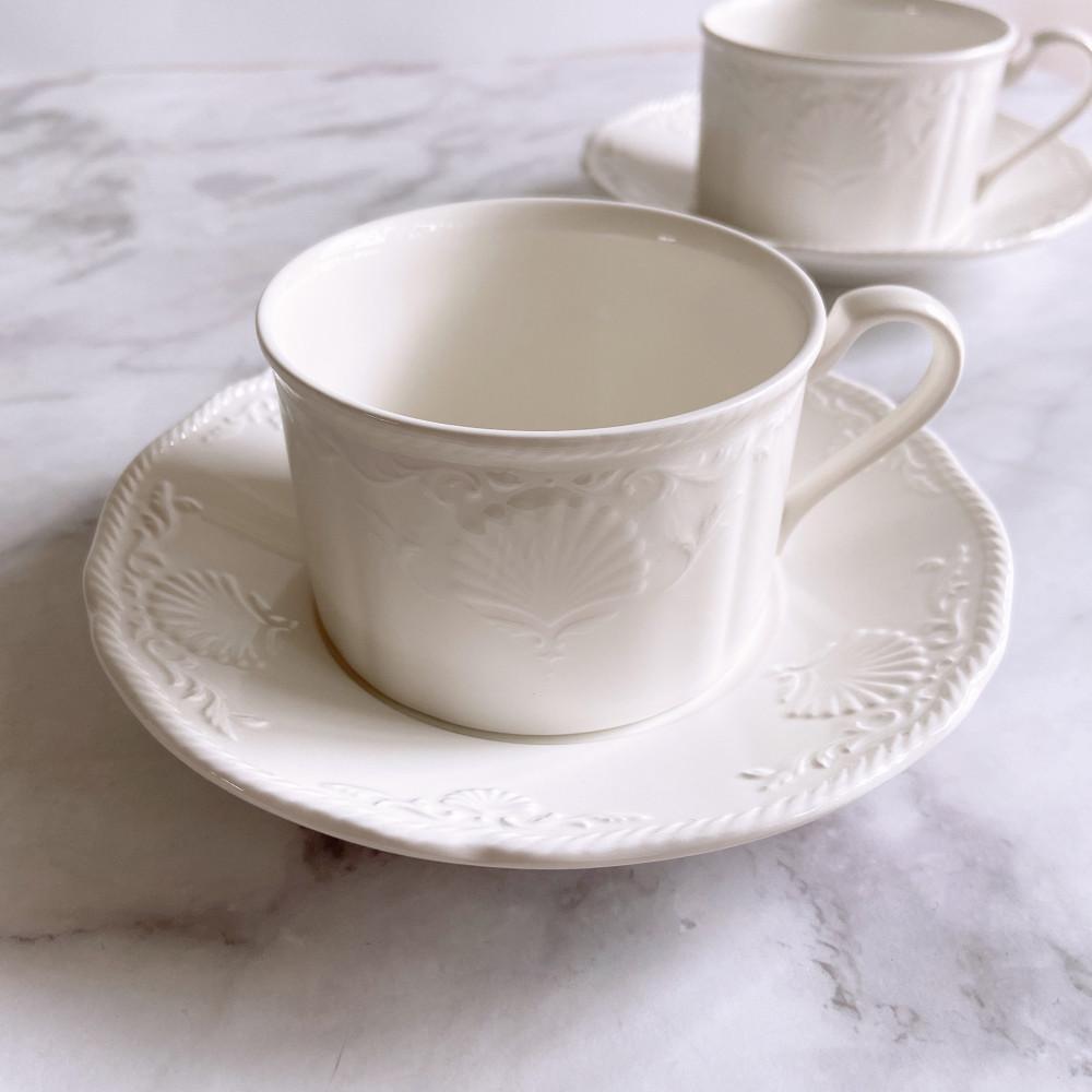 빈티지 미카사 햄프턴 베이 컵앤소서 / 일본 앤틱 화이트 쉘 커피잔 찻잔세트