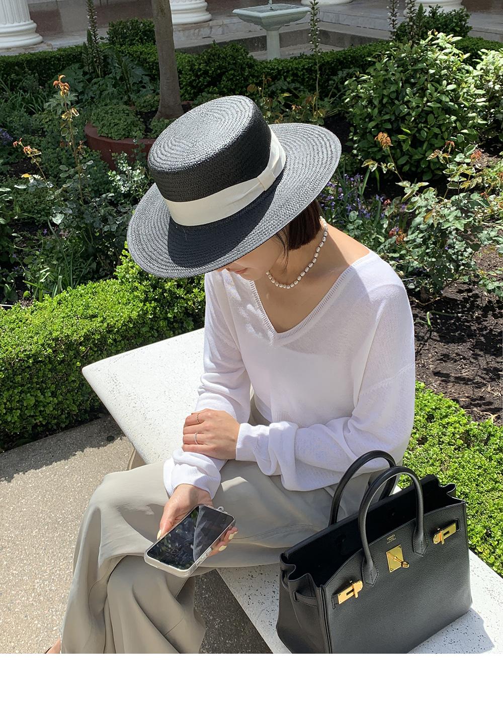 linen crop V KNIT (IVORY)