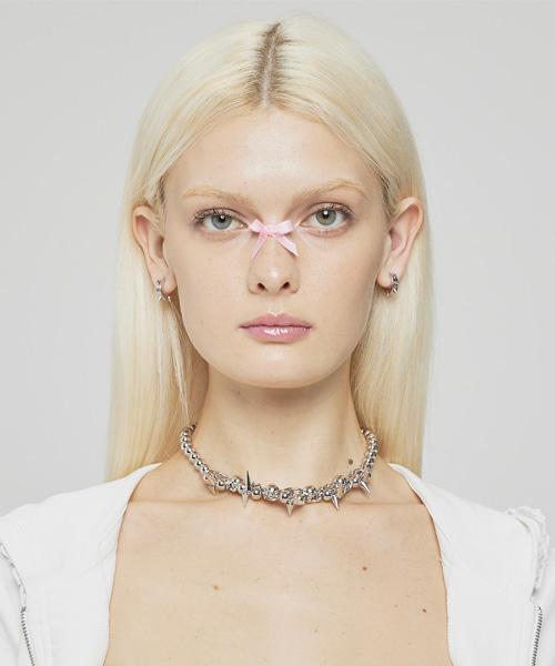 Silver stud chain necklace