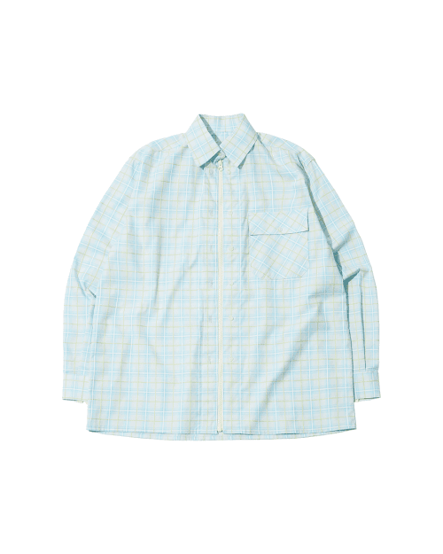 ZIP-UP CHECK SHIRT (SKY BLUE)