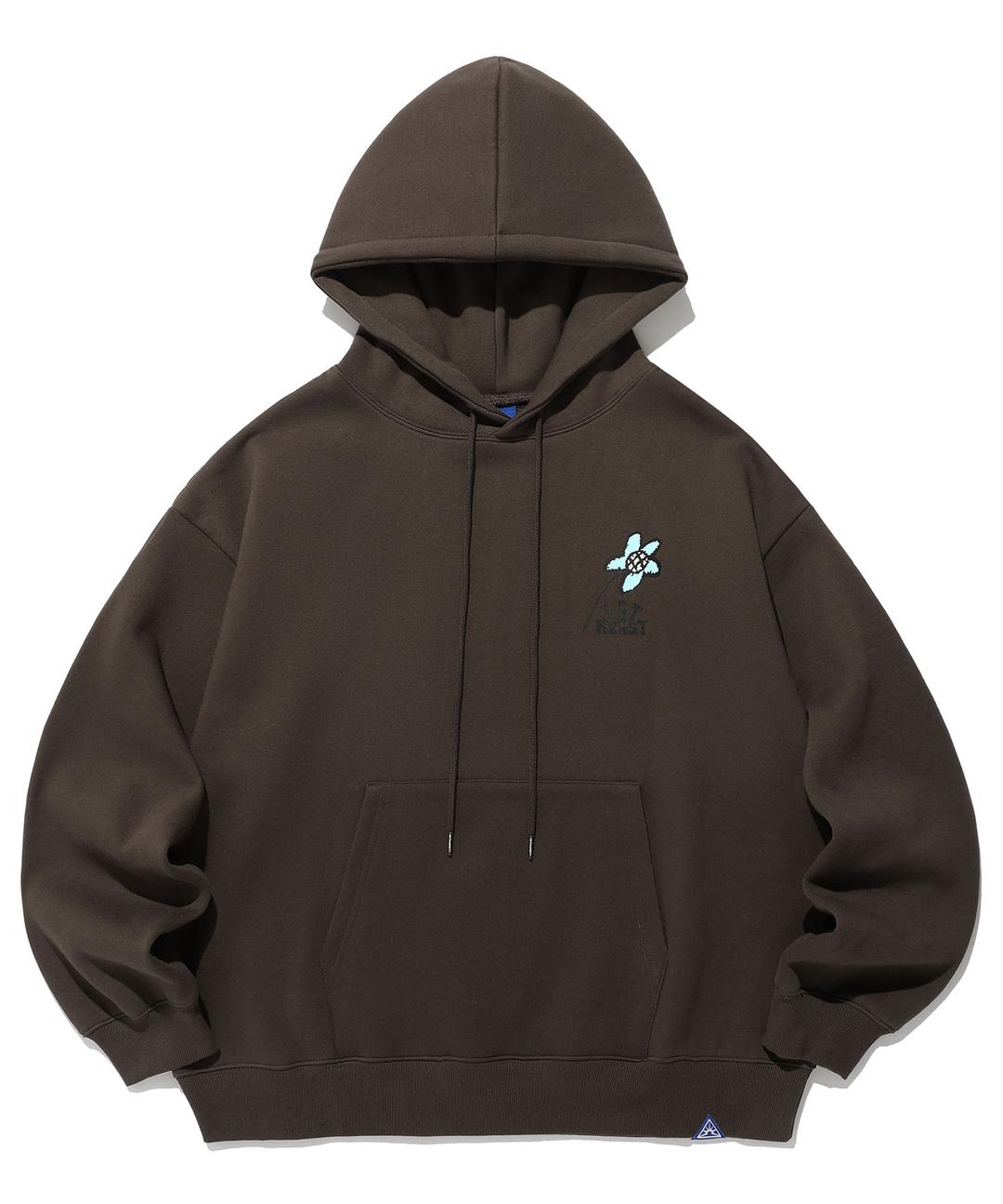 DOODLE FLOWER HOODIE_BROWN