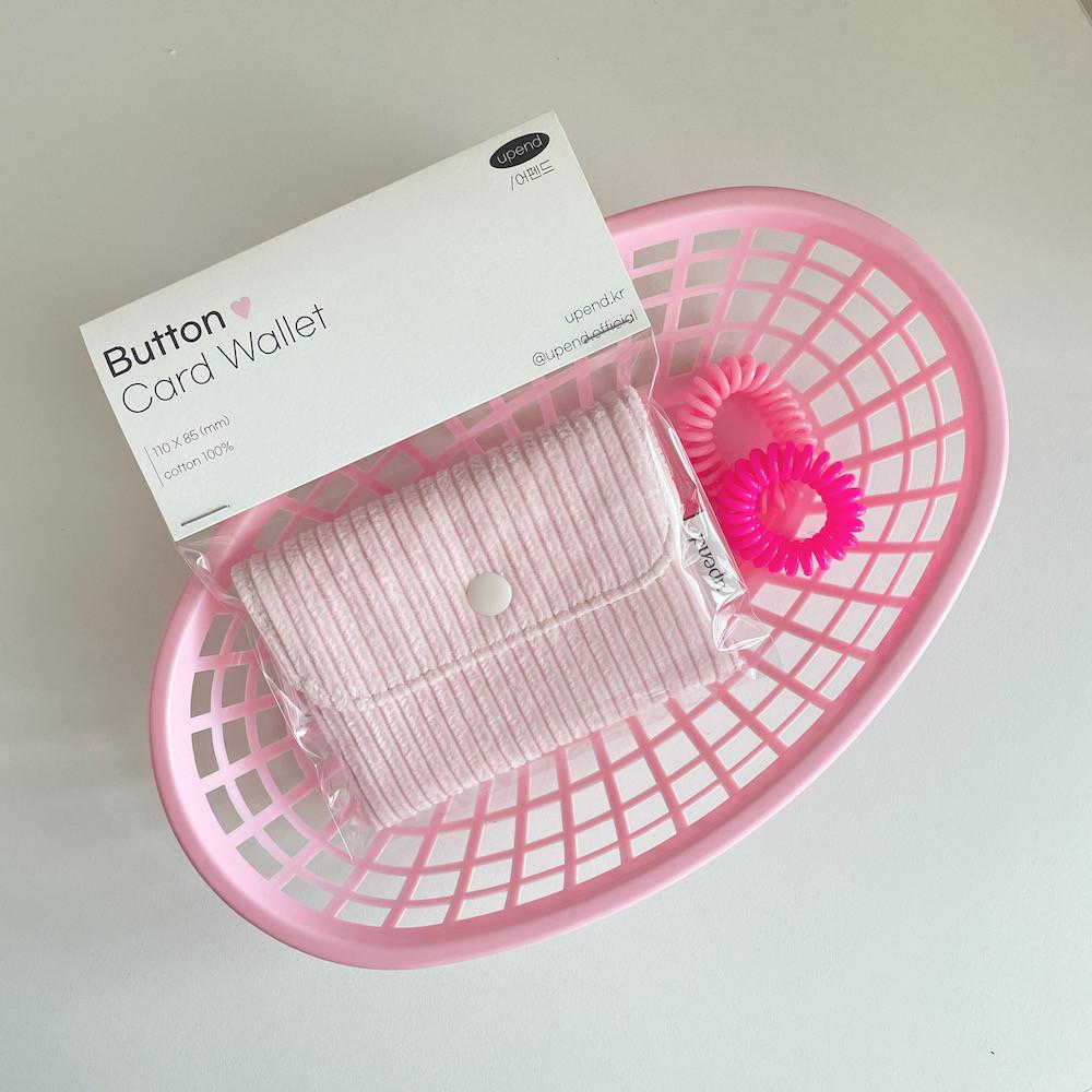 Button Card Wallet_corduroy (light pink) 코듀로이 카드지갑