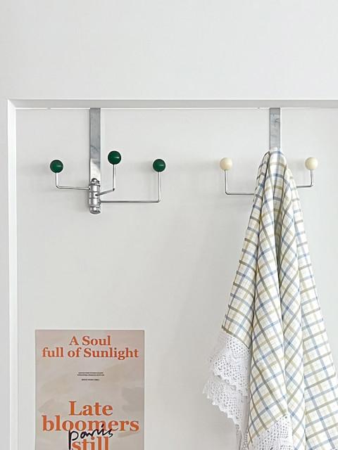 우드볼 3구 도어후크 회전형 도어행거 코트랙 문걸이