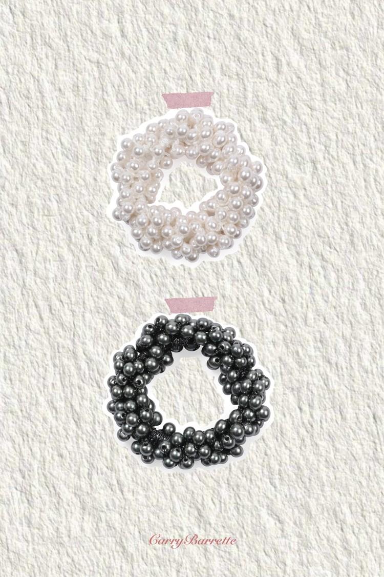 Carry Barrette Grape Pearl Scrunch : 그레이맨션 GREY MANSION