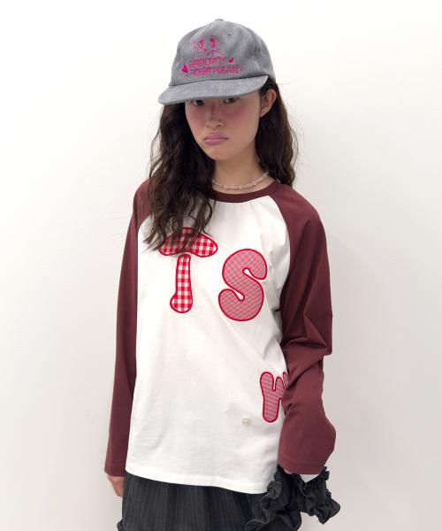 Buttoned Patch Raglan Top [Wine]