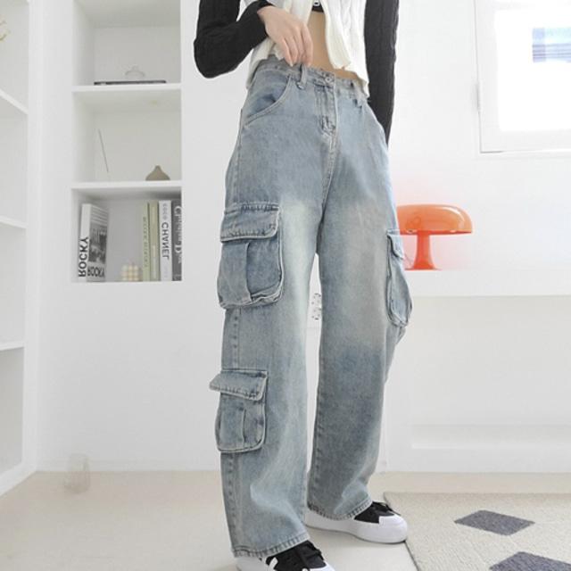 멀티포켓카고데님팬츠CT