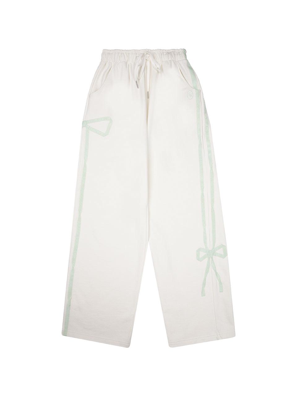 [SS ver] Sweet Ribbon Sweat Pants - Cream/Mint