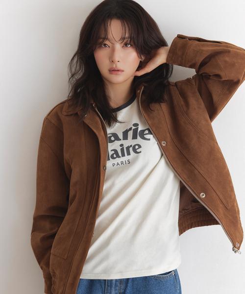 절개 라인 스웨이드 블루종 점퍼(MAGAJP01MBR)