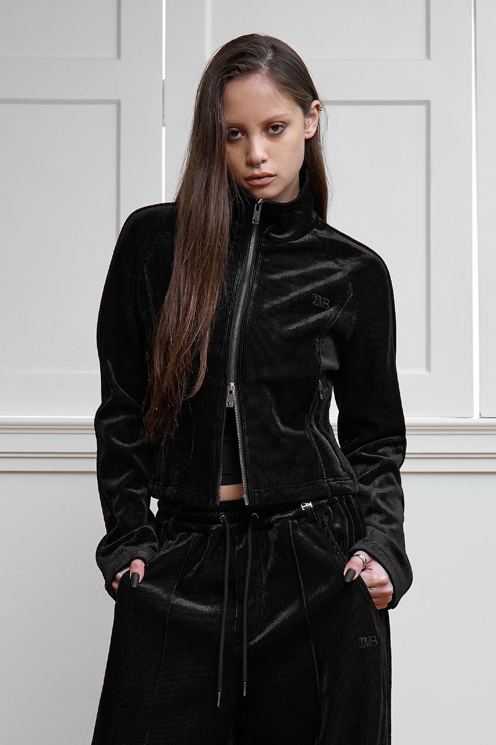 Velour Jersey Set-up Jumper [ Black ]