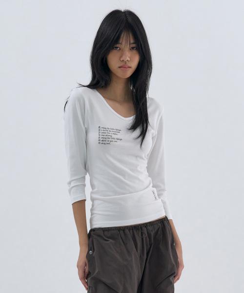 V neck 3/4 sleeve White