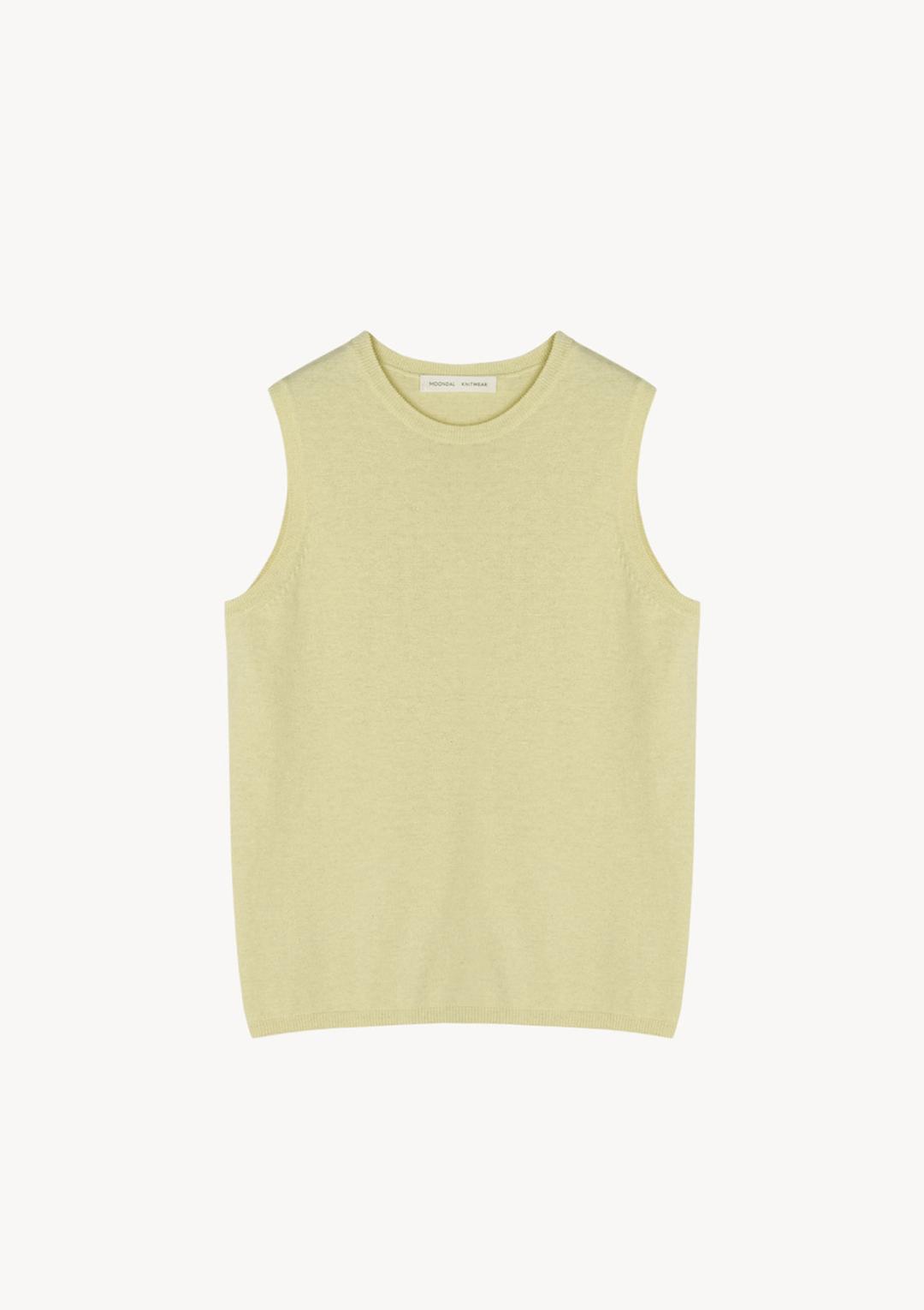 [Exclusive] Sleeveless Cotton Knit in Light yellow