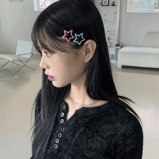 [6개세트] 슈리 미니 별 스타 파스텔 똑딱이 머리 핀