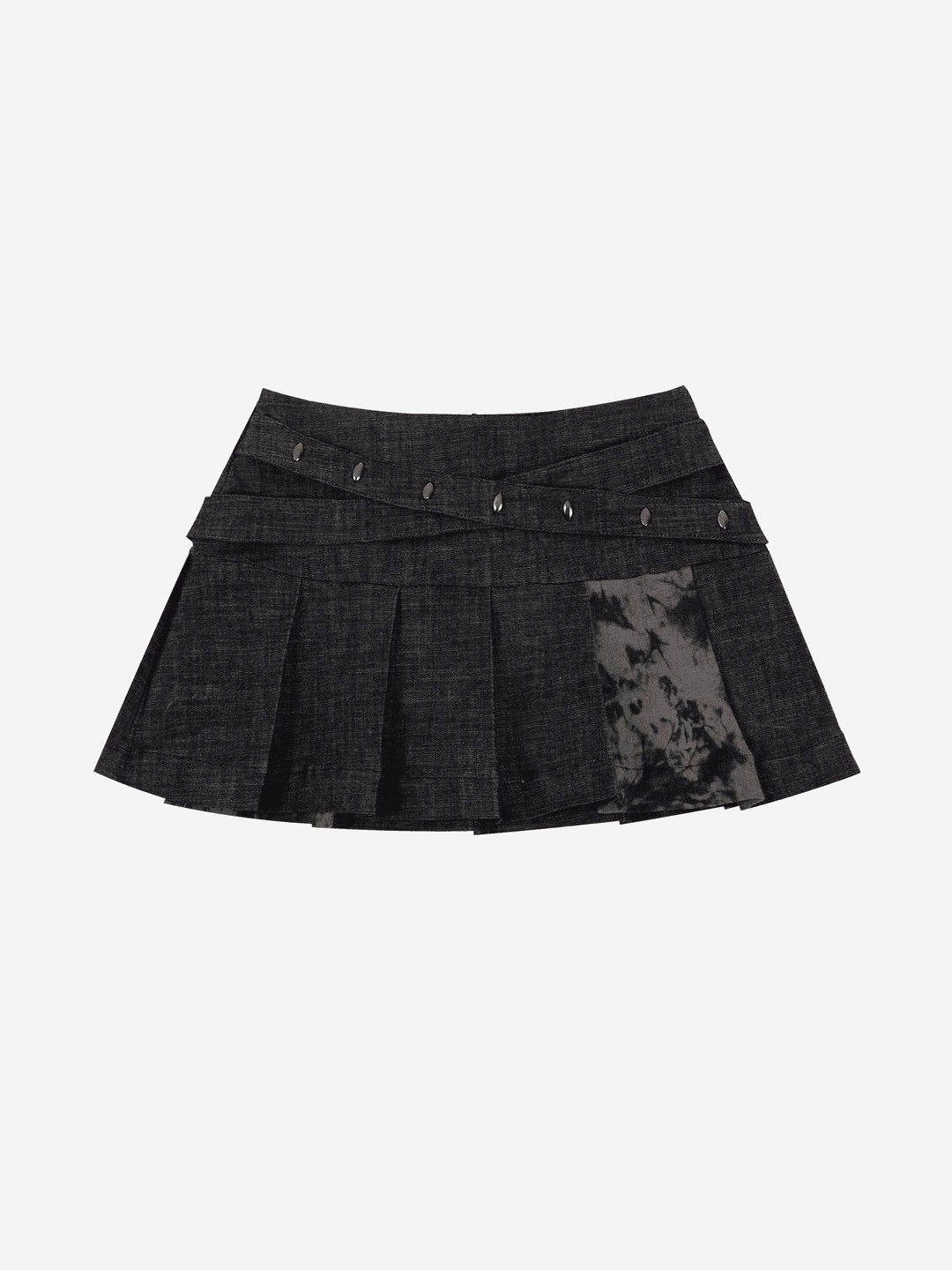 STONE DENIM PLEATS SKIRT #BLACK (7.24 출고) - 달링유어배드