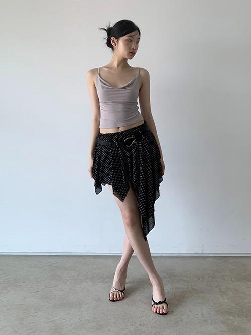 dot shirring skirt, 2color