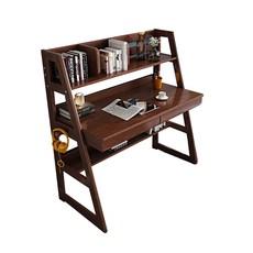 친환경 고무나무 3단 선반 책상 책장 우드책상 원목책상