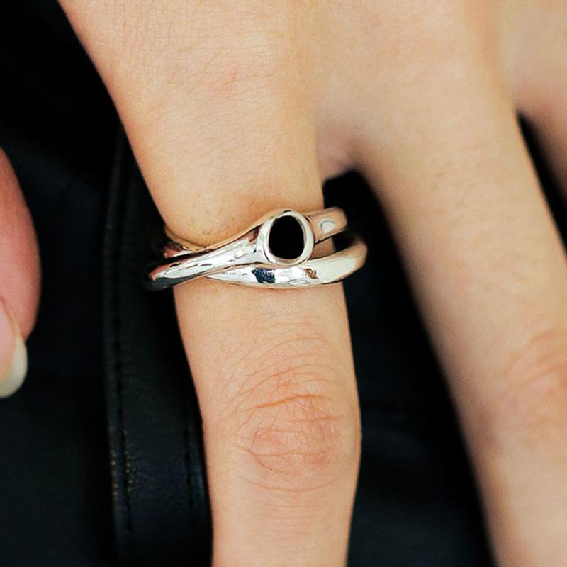 NOIR  실버 꼬임 원석반지 ONYX