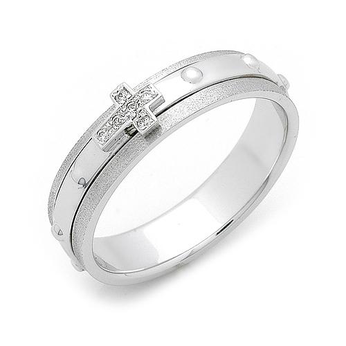 실버 엔젤 스지 회전 묵주반지