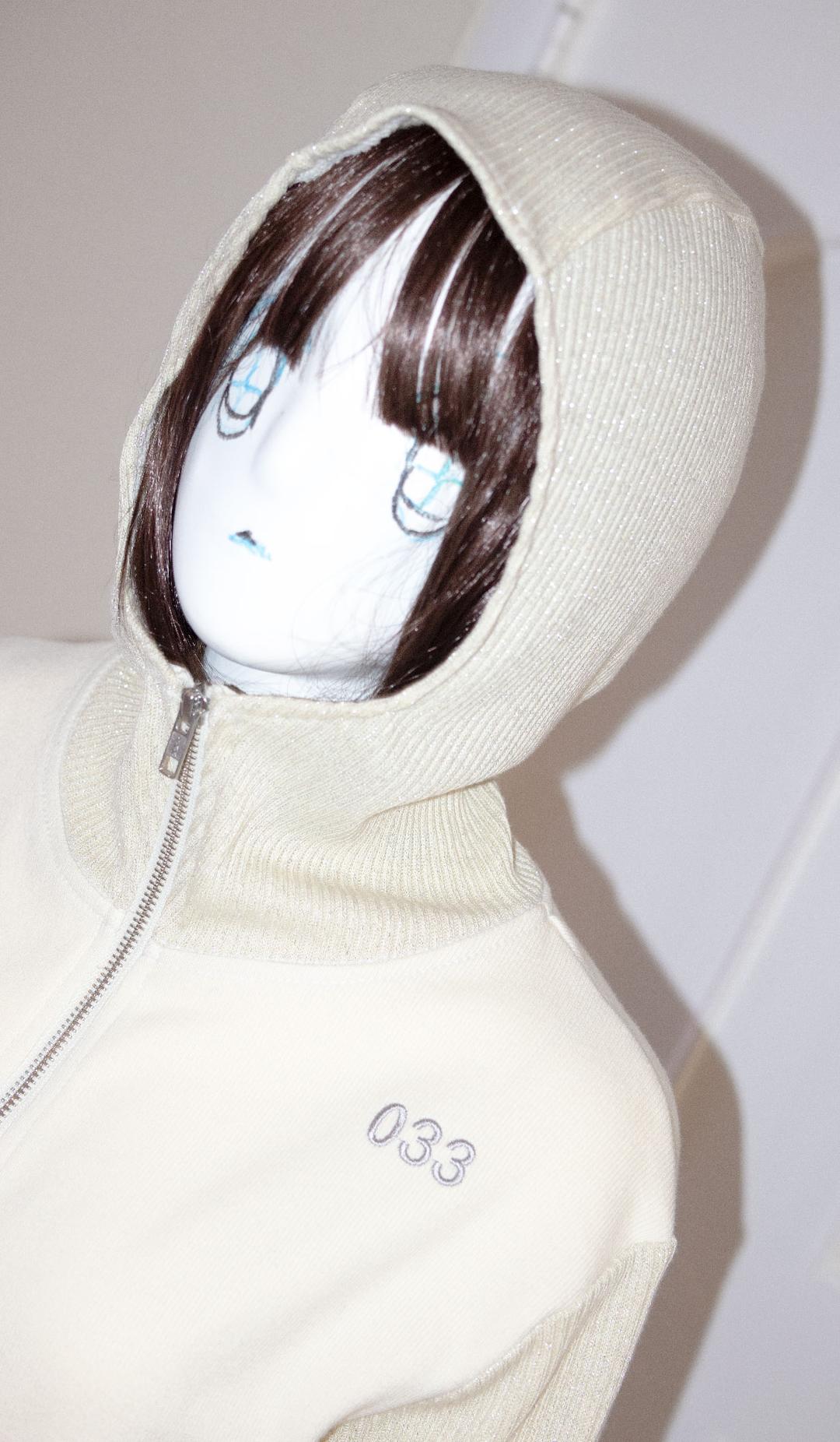 033 balaclava knit zip up_ ivory