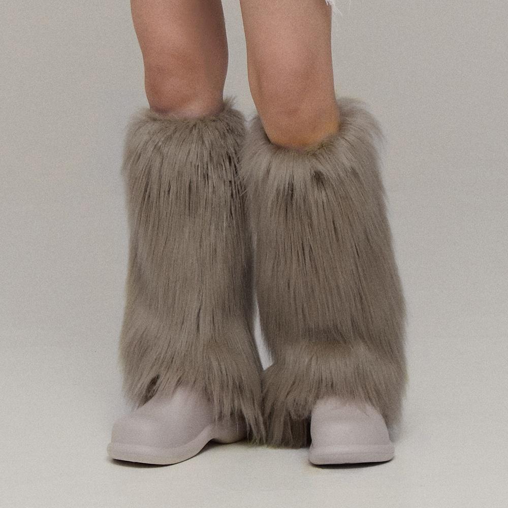 페이크퍼 레그워머 그레이