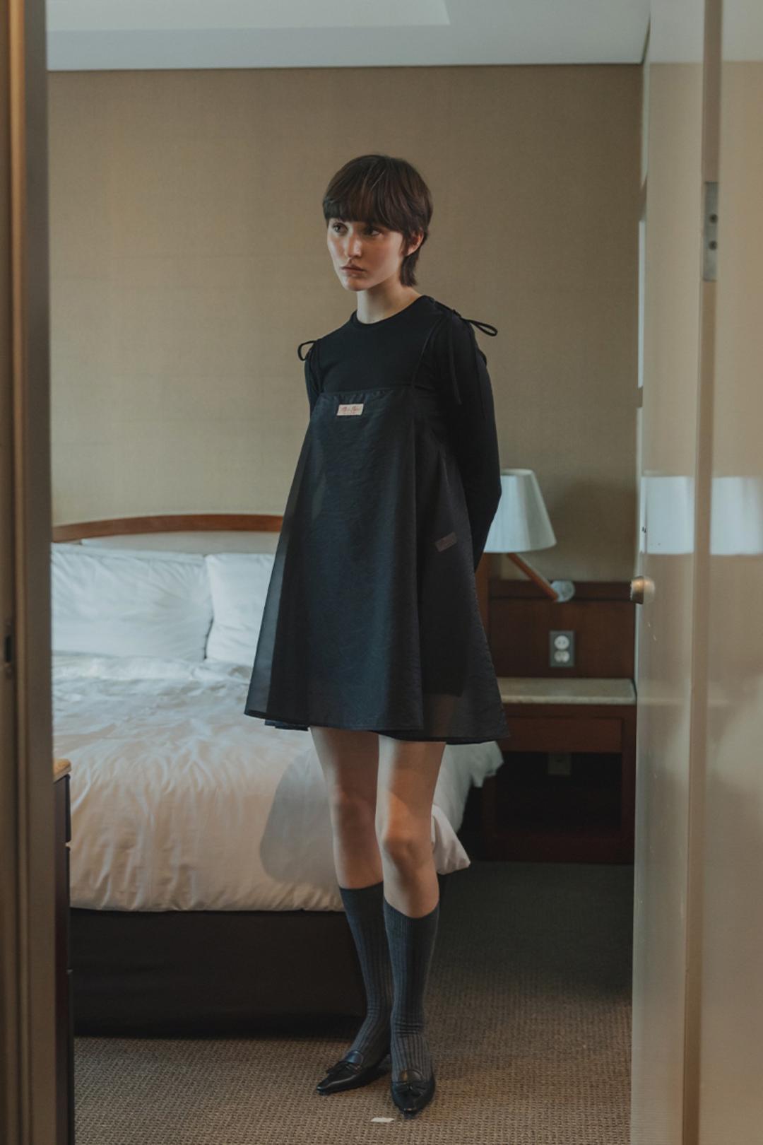 Sheer mini dress Black