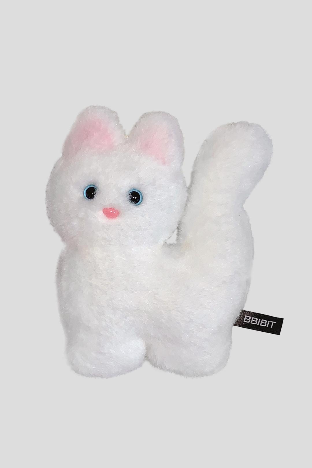 Kitty fork doll keyring cream white