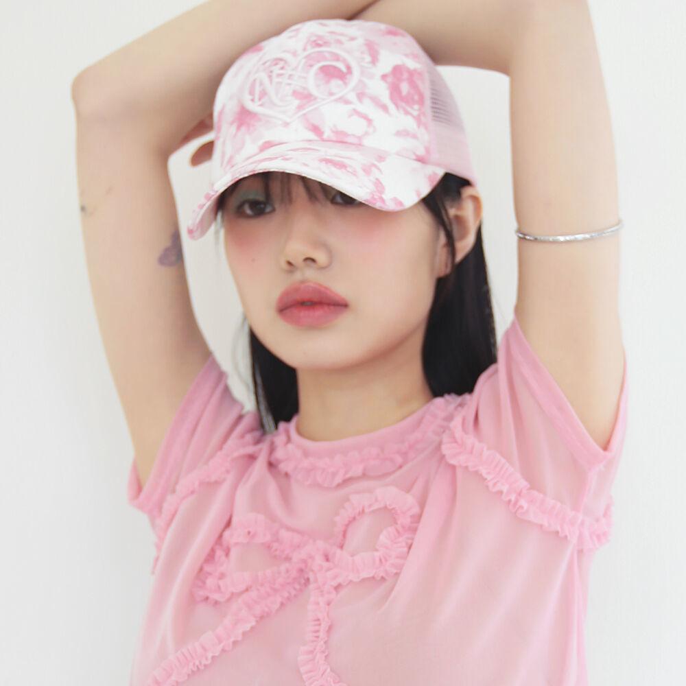 VINTAGE FLORAL LOGO MESH BALL CAP PINK