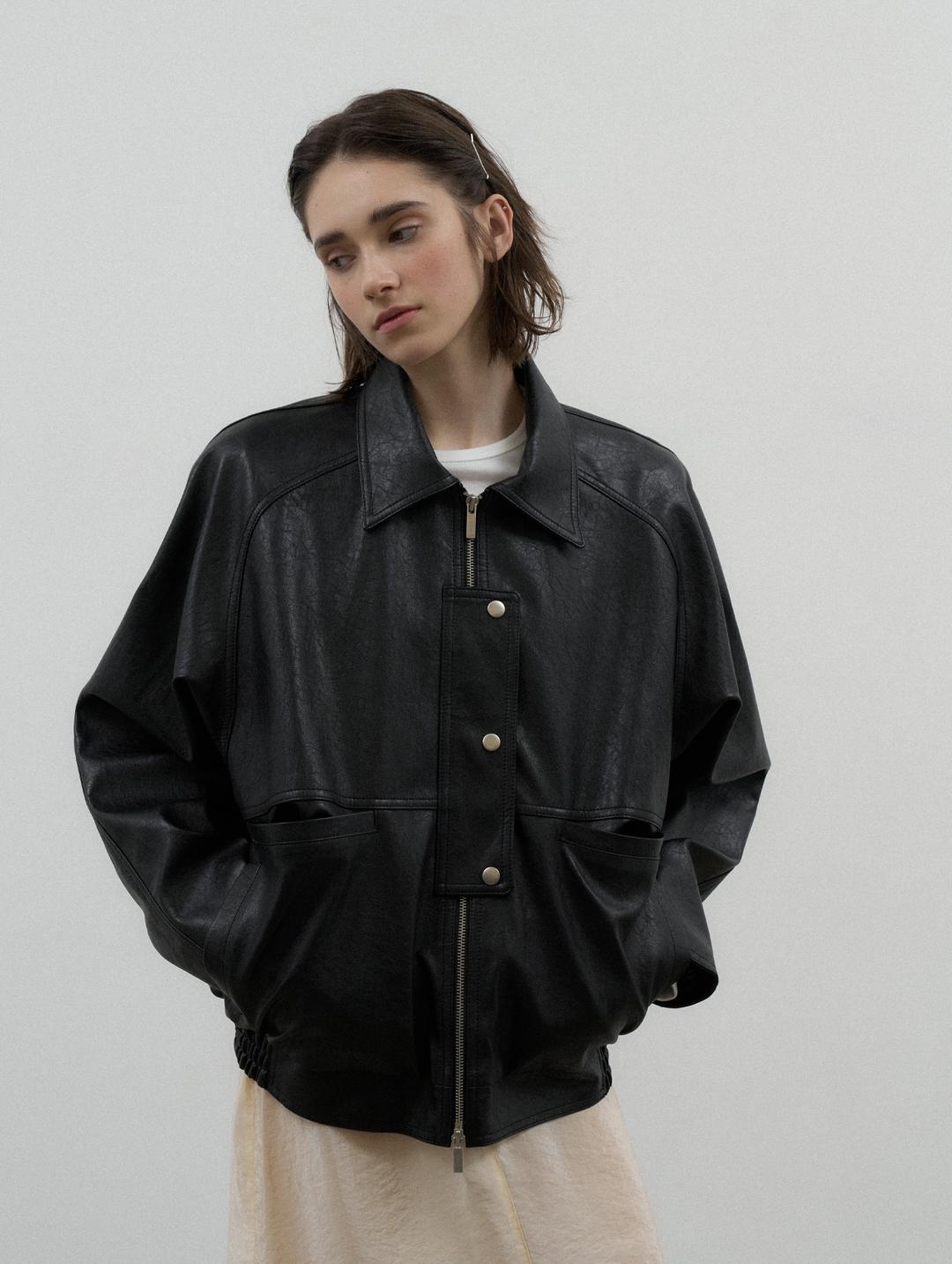 GARAGE LEATHER JACKET - BLACK