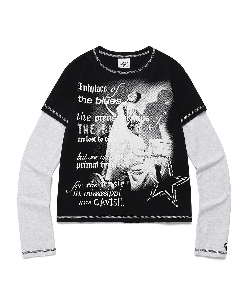 W LAYERED ORIGINS LS TEE[BLACK]