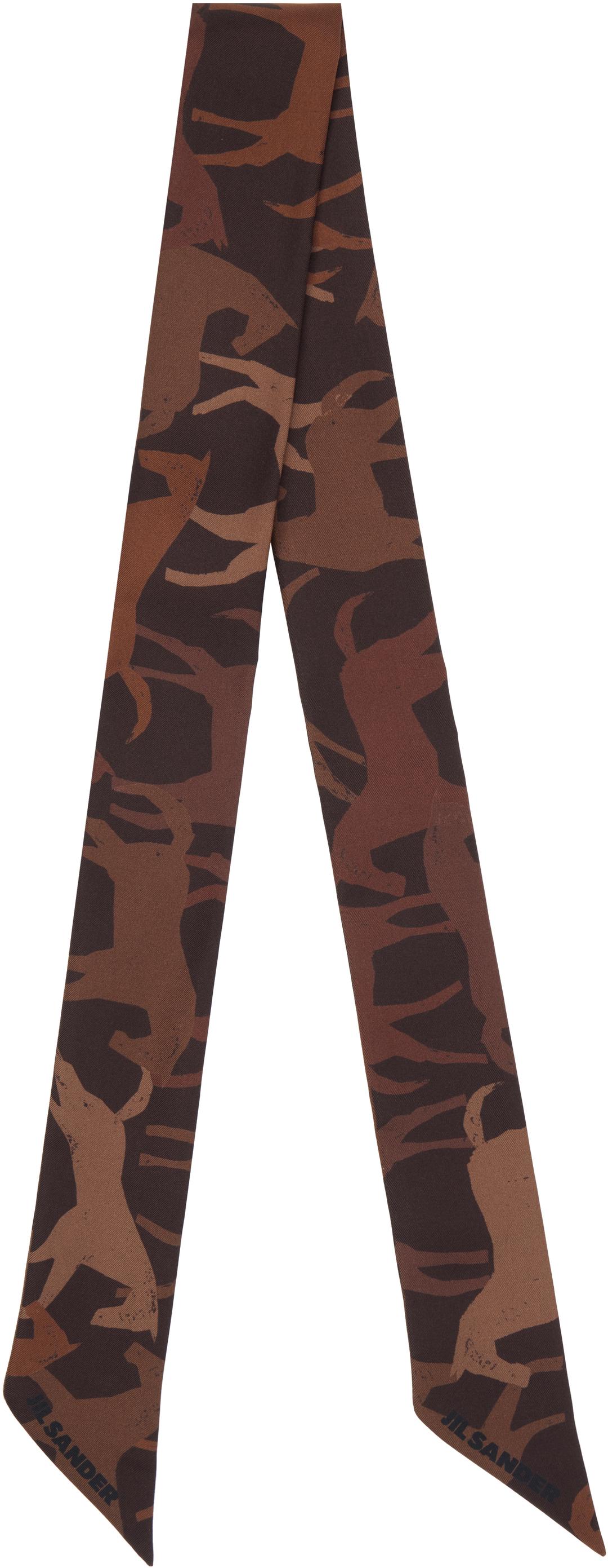 Brown Printed Silk Scarf