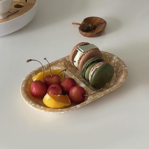 [레트로분식마블] 타원 2칸 플레이트 (커피우유,딸기우유)