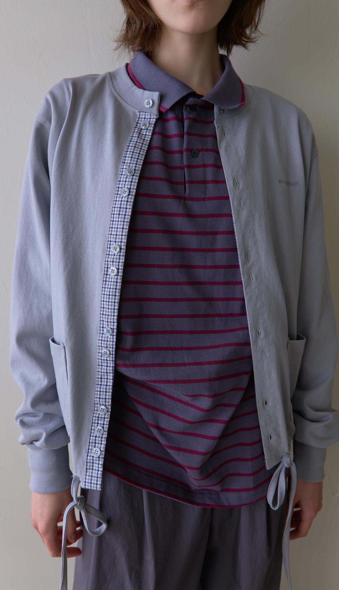 165. Cotton Check Cardigan _ Light grey