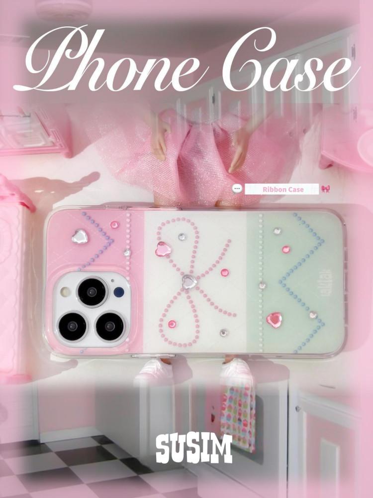 수심 Ribbon Glow Case 아이폰 리본 케이스 쥬얼리 보석 유니크 하드 파스텔