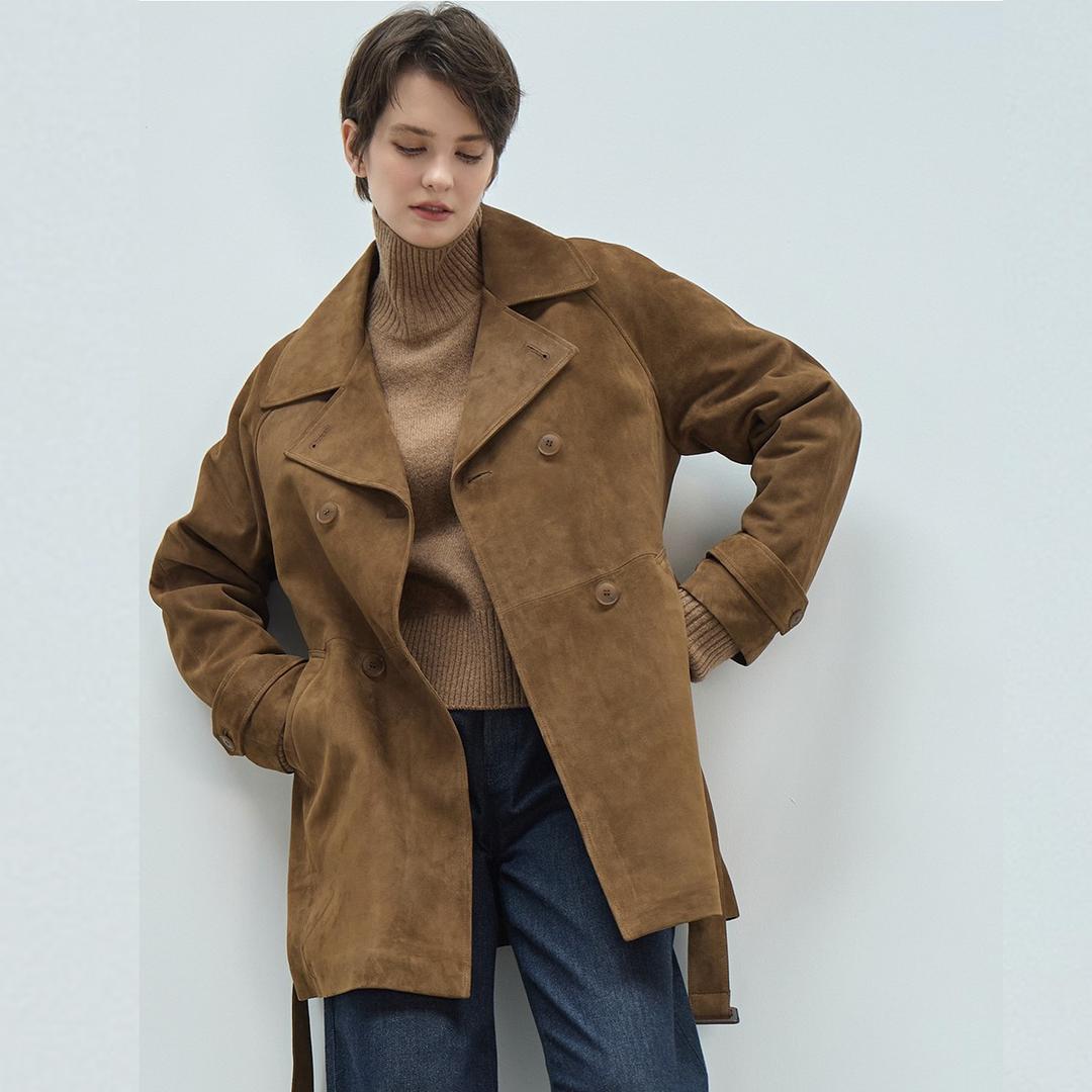 [3컬러] 리얼 스웨이드 클래식 하프 코트