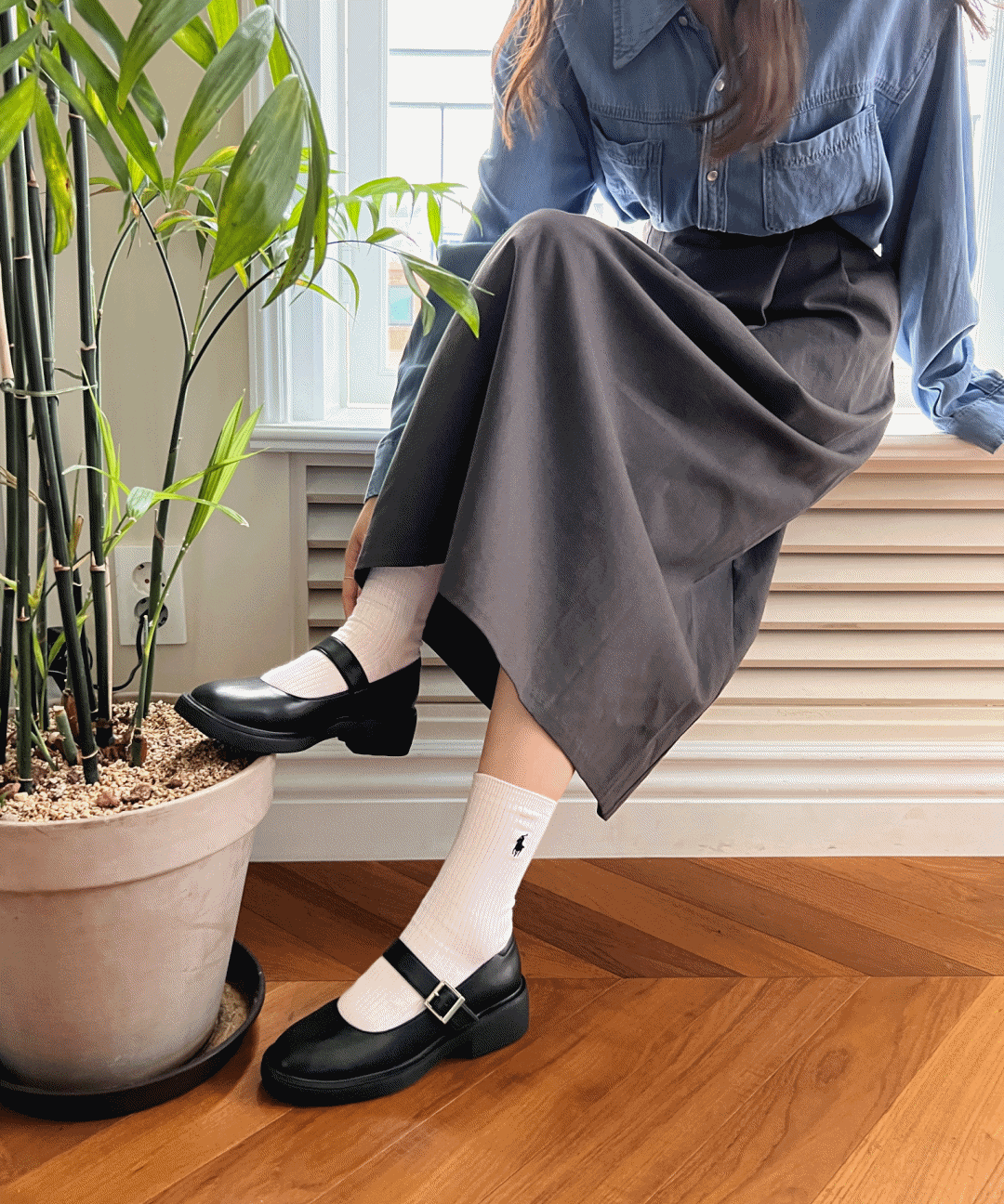 [22FW] F22P501 라운드 메리제인 로퍼 (4cm)