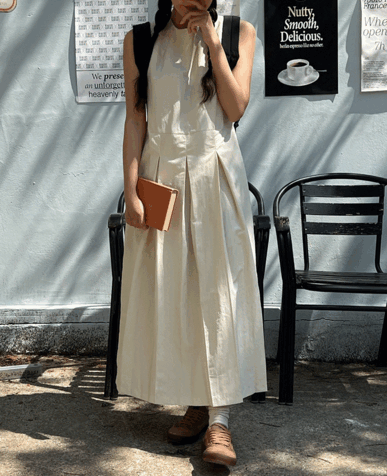 벨 핀턱 나시 원피스