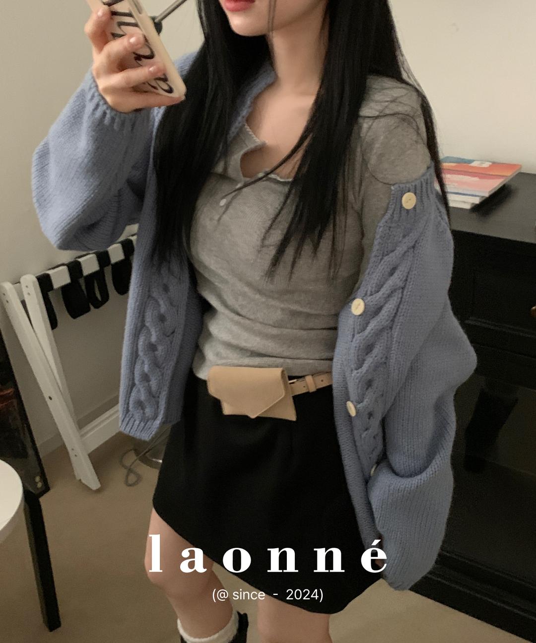 라온느 [보들+폭닥/굳퀄리티/울함유] 포니 니트 가디건