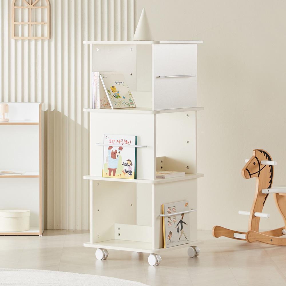 미누 이동식 회전 책장 3단