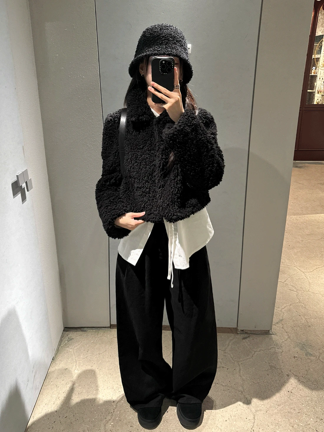 HIGH NECK CROP FUR JACKET
