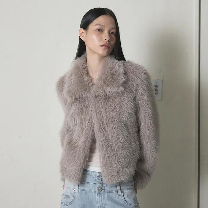 [나연 착용] [31TH RESTOCK] FAUX FUR JACKET - ASH GREY