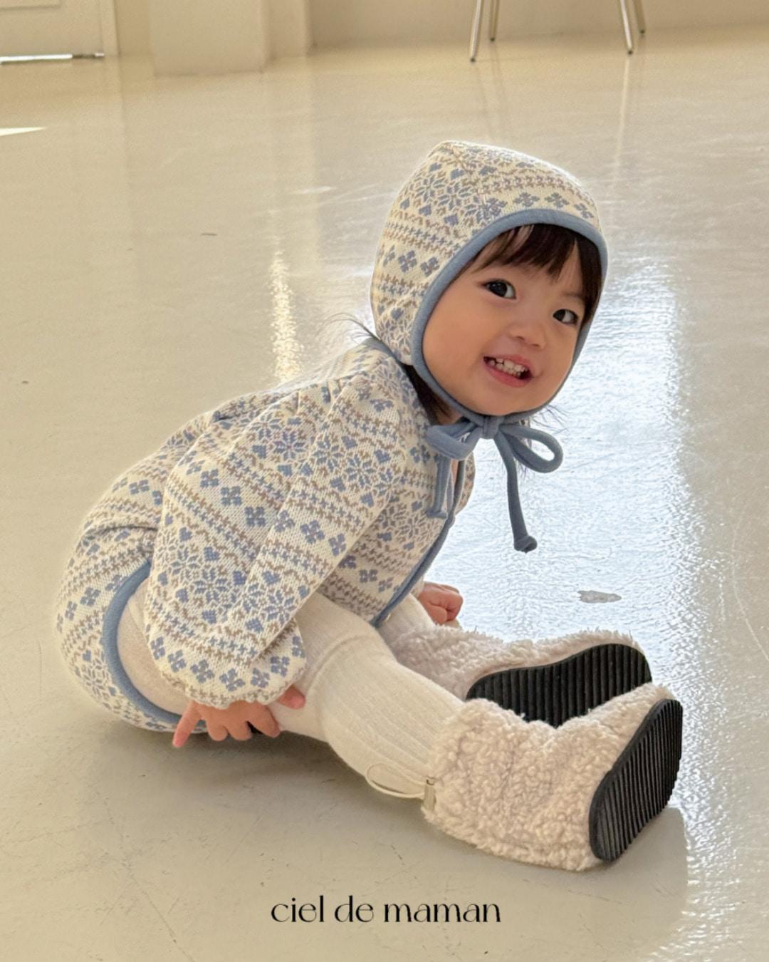 25 겨울 꽃봉슈트+보넷 (BLUE)