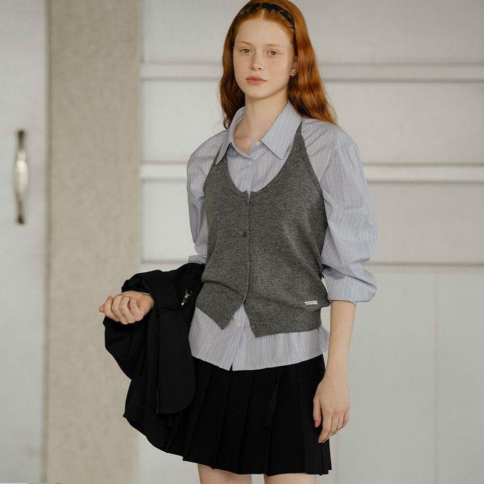 Daily wool blended halter knit vest_Charcoal
